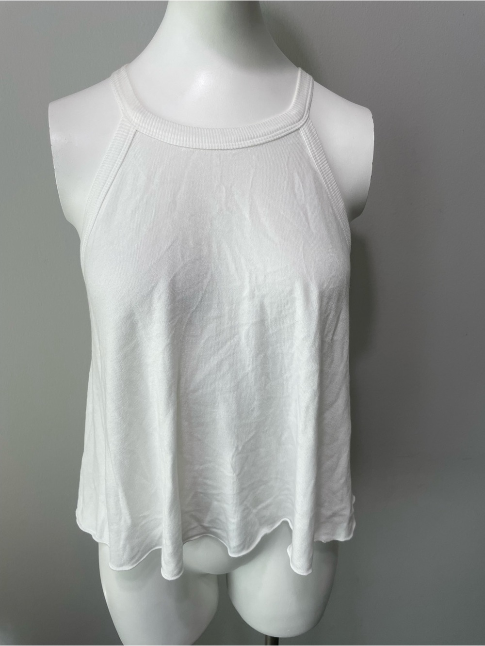 Hard Tail White Ribbed Halter Tank